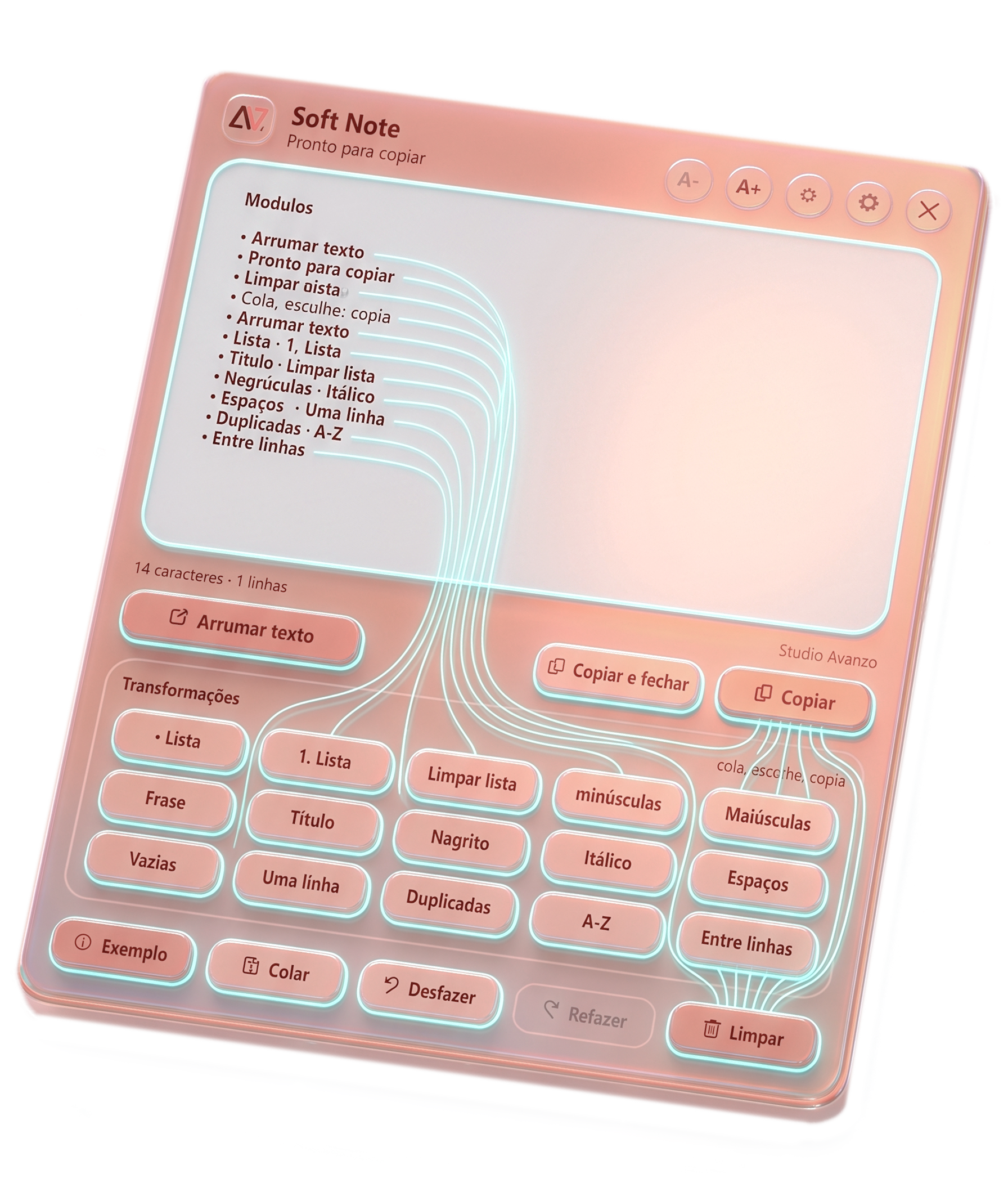 Programa Soft Note aberto sobre um tablet